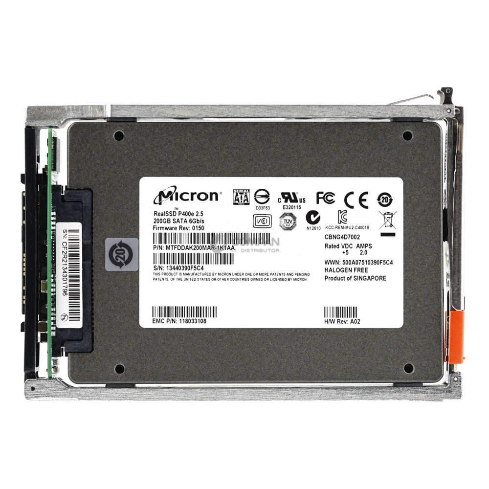 100-565-072 EMC SSD 200GB SAS 6G 2.5" SFF HOT-SWAP FOR DD4500 DD7200